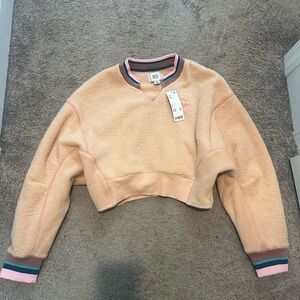 Beige Cropped Fleece Jacket for Women